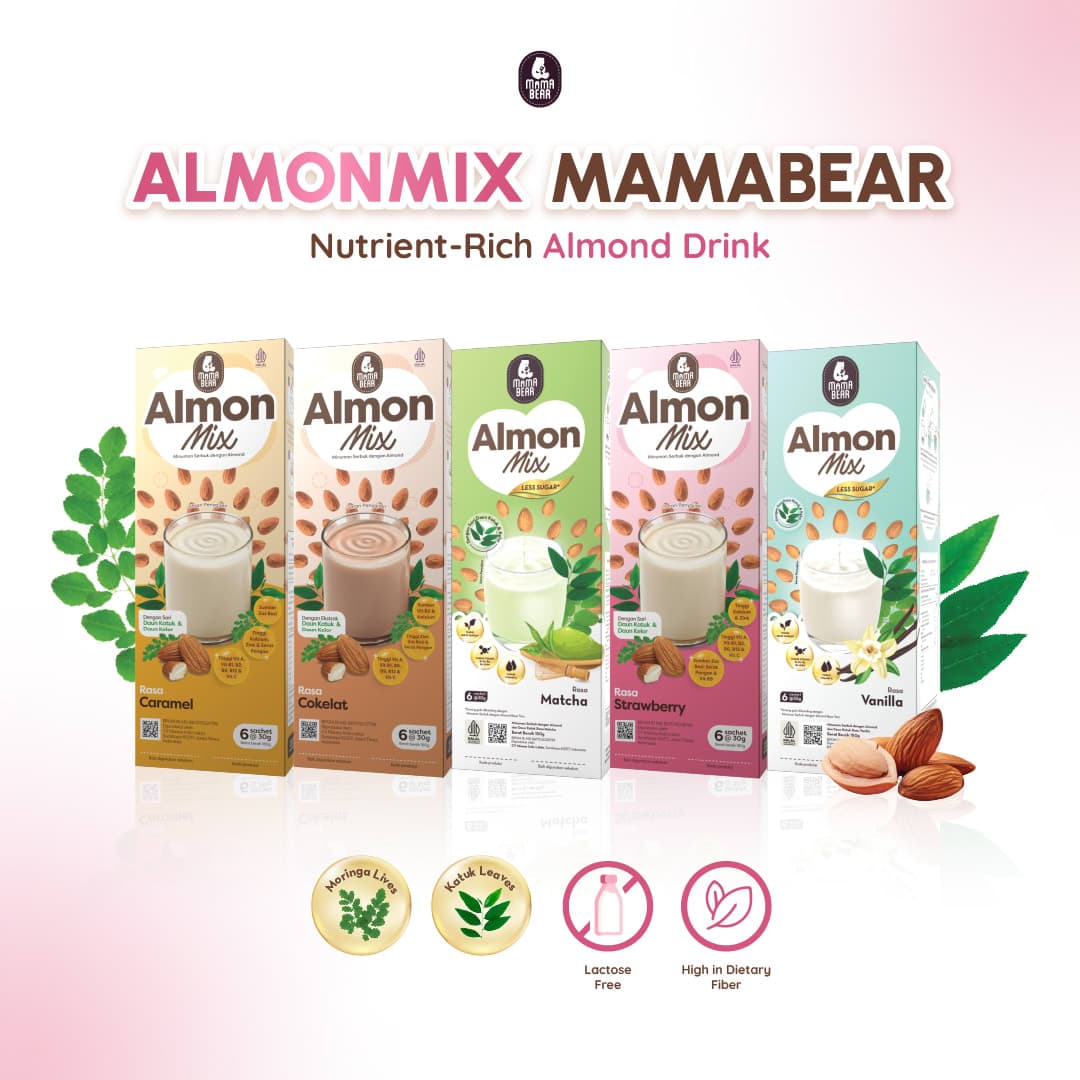 MamaBear AlmonMix Isi 6 Sachet - Minuman Serbuk dengan Almond - Kaya Nutrisi Untuk Ibu Menyusui BPOM HALAL
