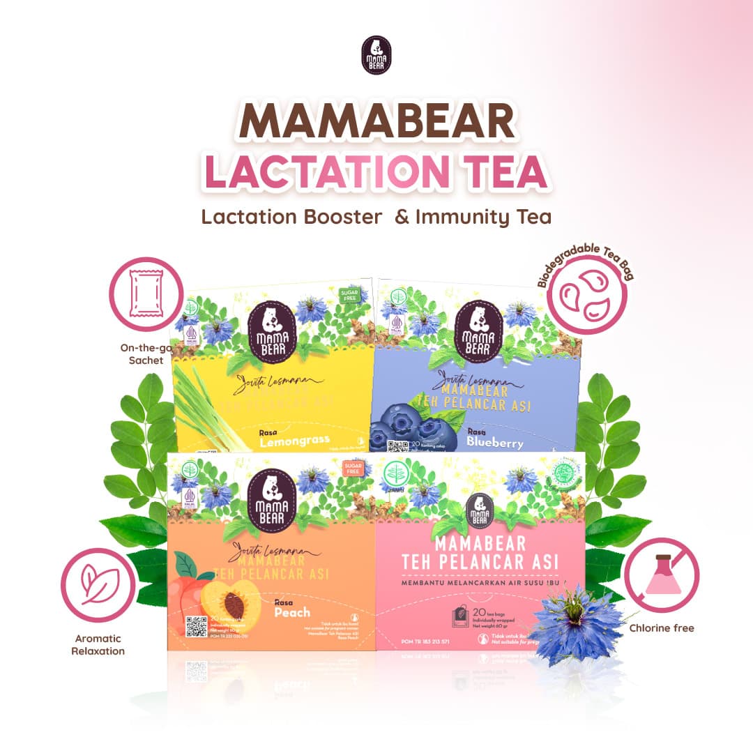 MamaBear Teh Pelancar ASI Isi 20 Sachet - ASI Booster Pelancar Peningkat Produksi ASI BPOM dan Halal