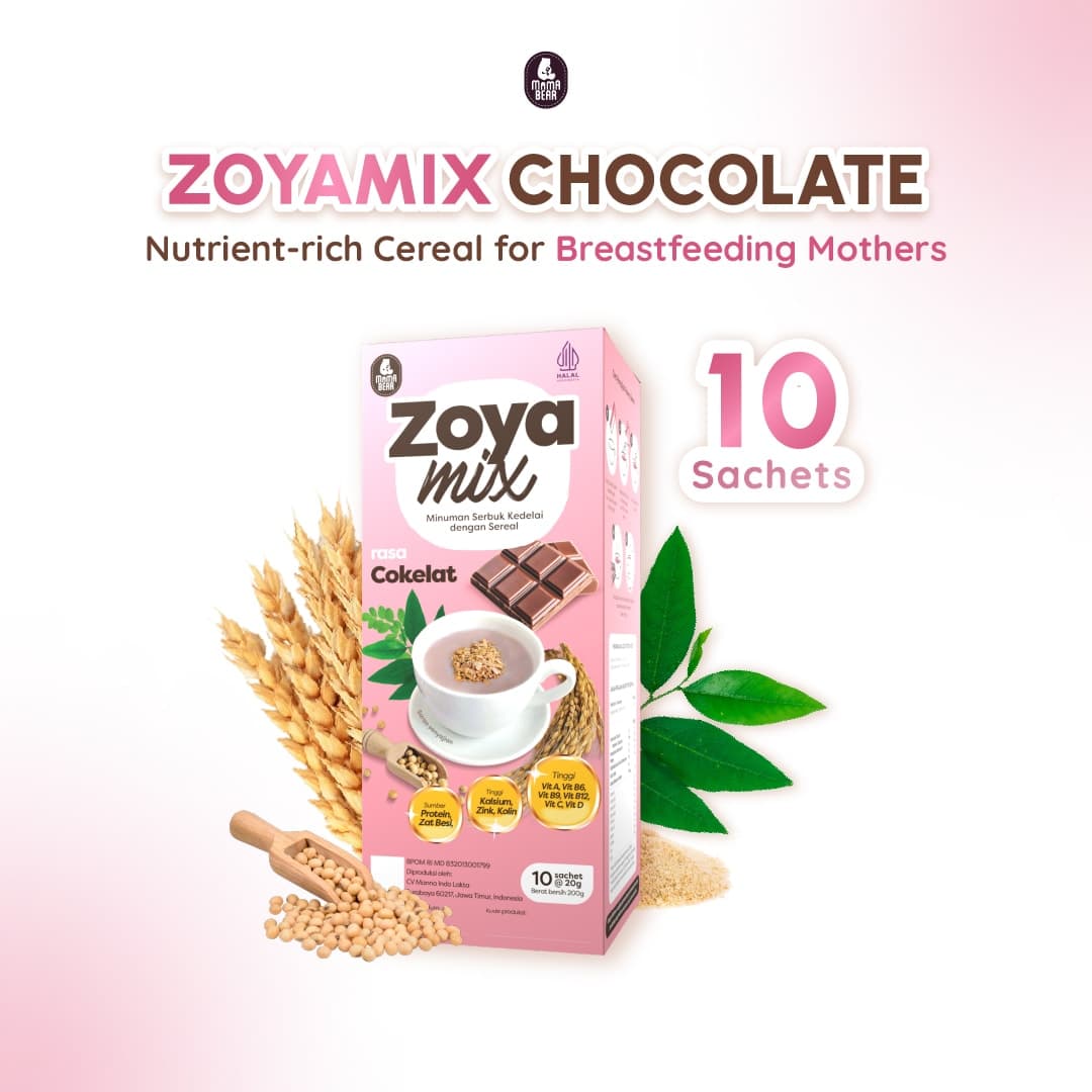 MamaBear ZoyaMix Rasa Cokelat Isi 10 Sachet - Sereal Kaya Nutrisi untuk Ibu Menyusui Halal BPOM